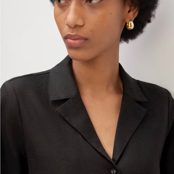 Everlane The Notch Shirt in Linen in Black/ Size 8 - Picture 1 of 13